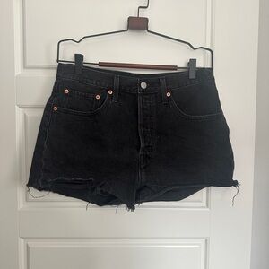 Levi's Black Jean Shorts High-Waisted Distressed